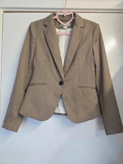 H&M Checked Blazer – Beige & Brown