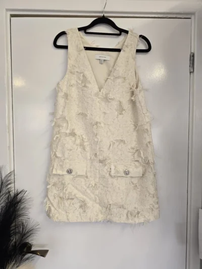 H&M Edition Textured Feather Mini Dress – Ivory