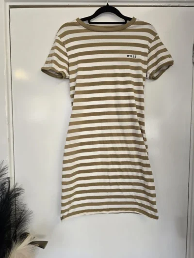 Jack Wills Striped T-Shirt Dress – Brown & White