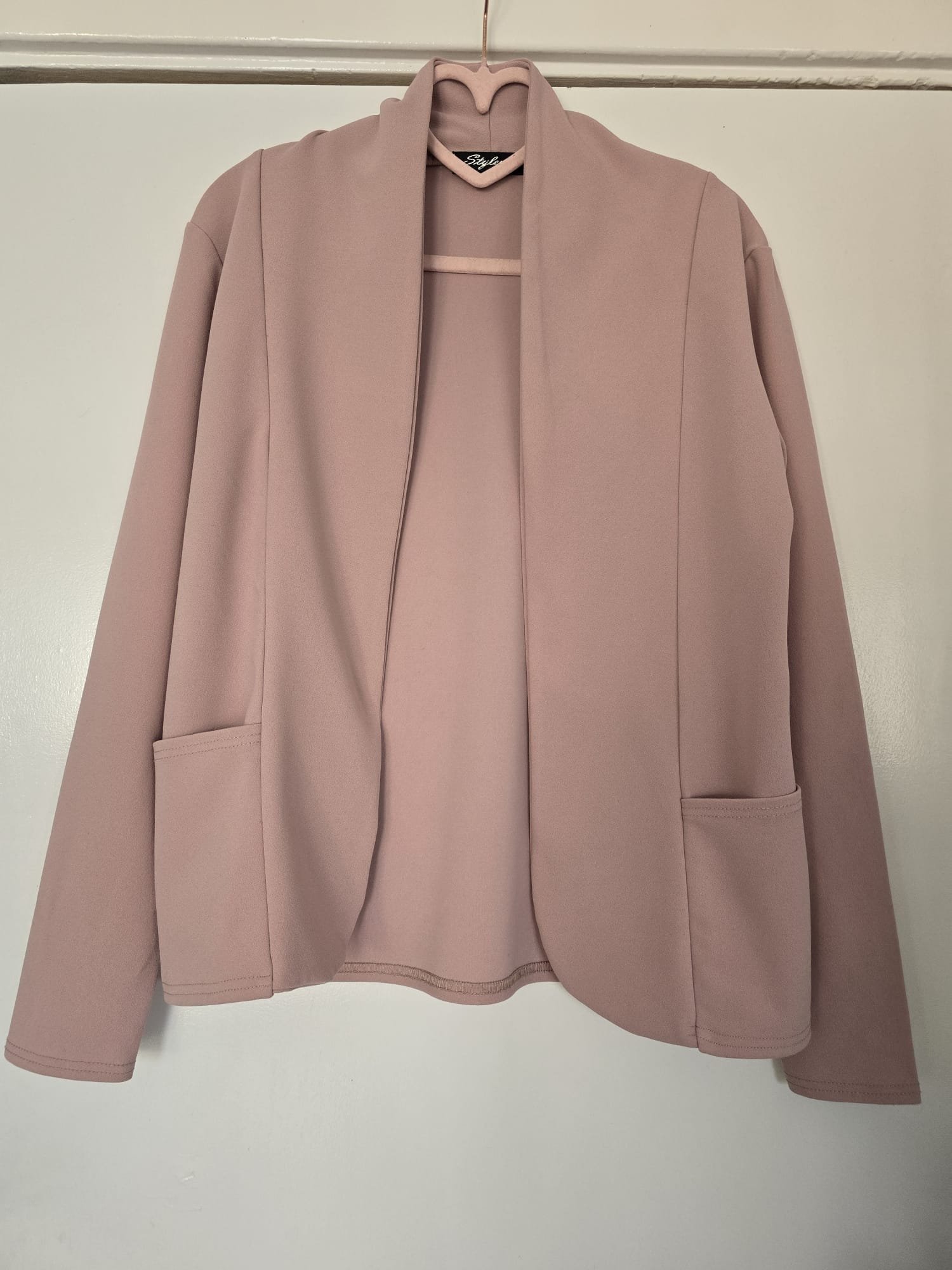 Stylewise Open Front Jacket – Dusky Pink